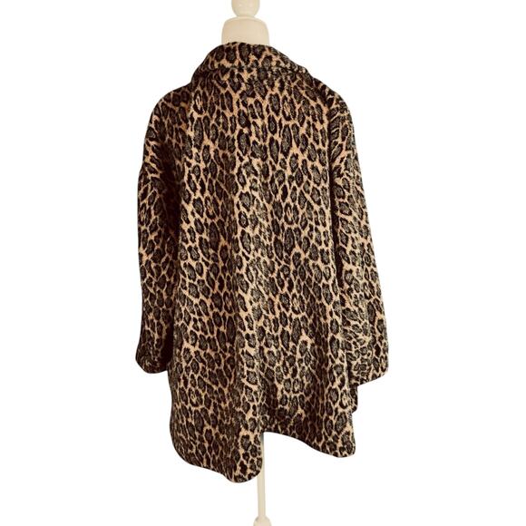 Avec Les Filles Anthropologie Faux Fur Leopard Print swing Coat Button Front 2X - Picture 7 of 8